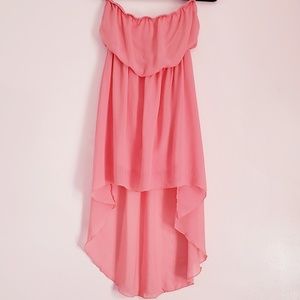 POETRY Hi-Lo Strapless Dress Coral Color SizeL